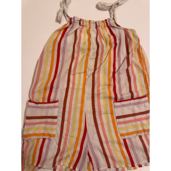 Aerie Women's Striped Romper Tie Shoulder Orange/Pink/Yellow Size XS Unlined - Picture 2 of 5